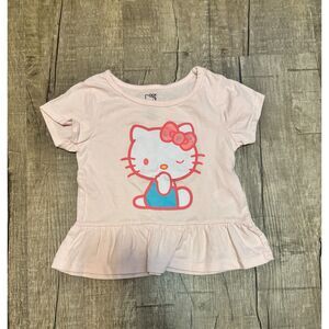 Hello Kitty Toddler Girl Peplum Tee Size 4 Pink Short Sleeve Graphic Shirt